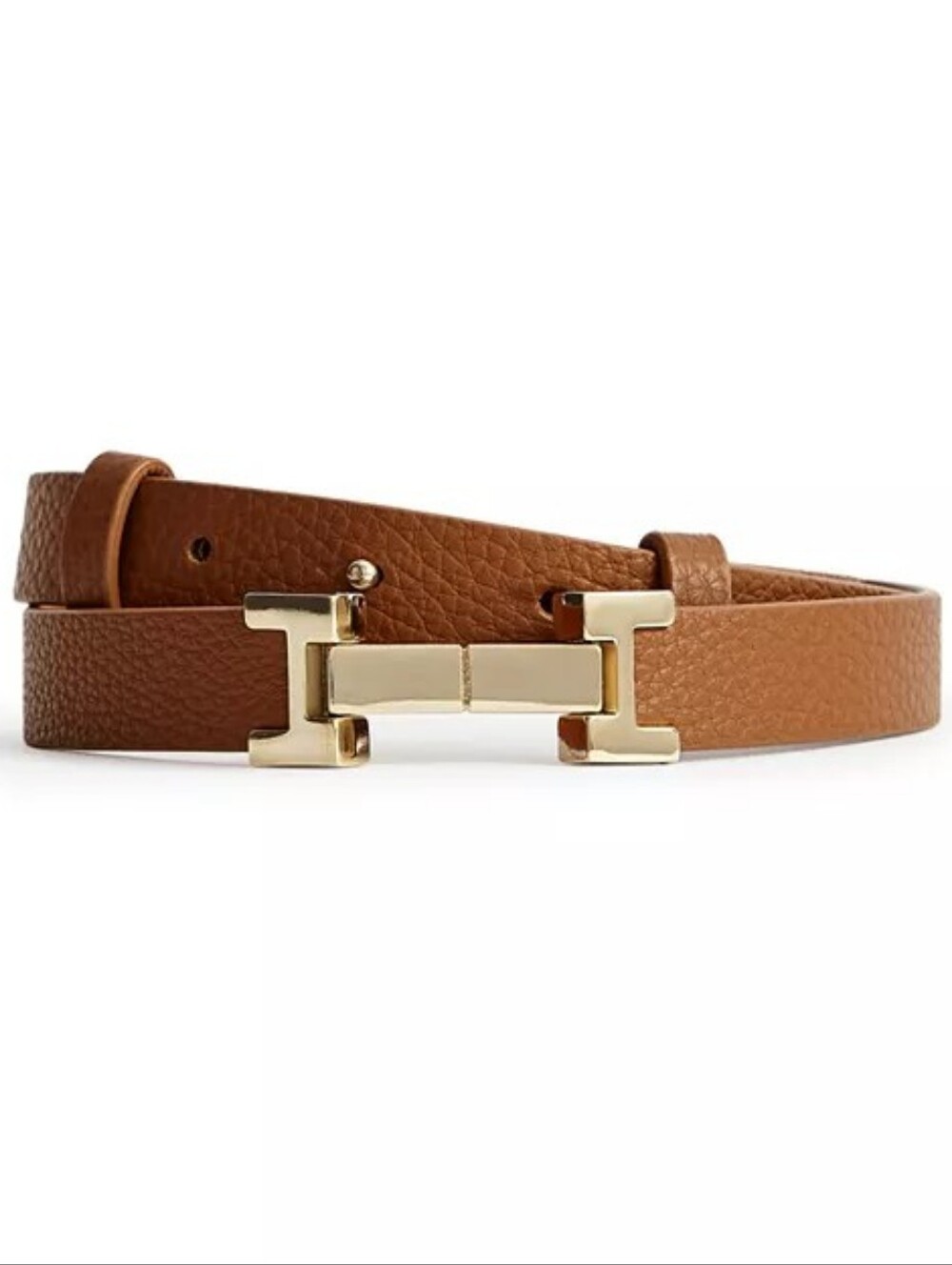 REISS Women's Hayley Square Hinge Slim Tan Belt Large